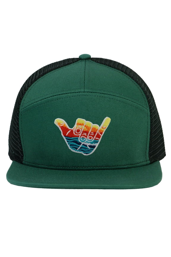 Shaka Waves Surf Trucker Hat - 7 Panel Cap For Men , Dark Green