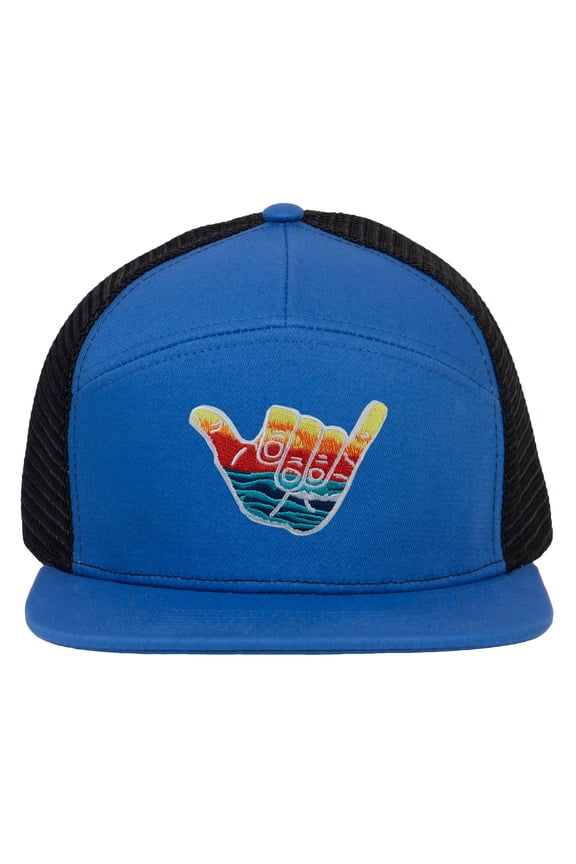 Shaka Waves Surf Trucker Hat - 7 Panel Cap For Men , Royal