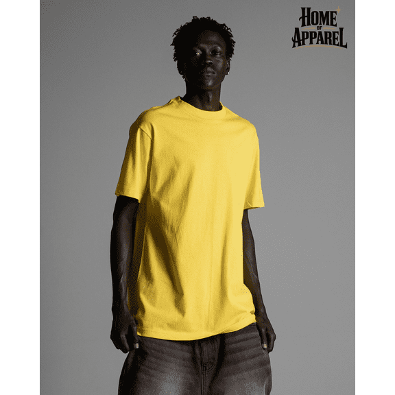 Shaka Wear Active Crewneck T-Shirt, 100% USA Cotton Color Yellow, Size Medium