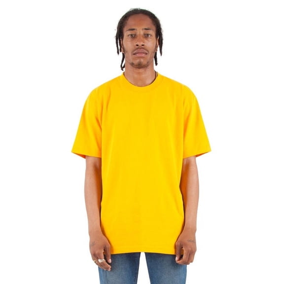 Shaka Wear Adult 7.5 oz Max Heavyweight Short Sleeve Crewneck T-Shirt - Gold, Size Large