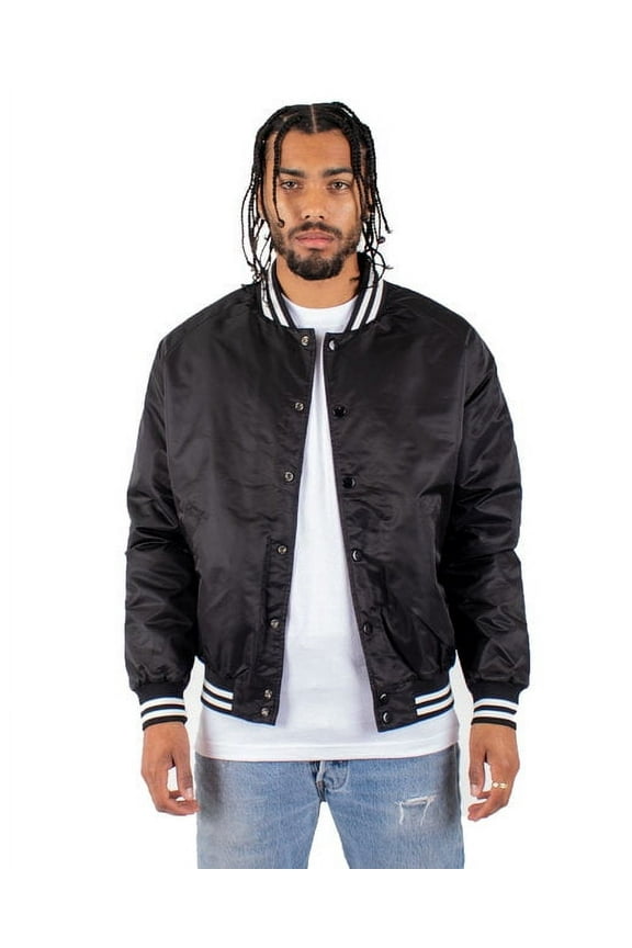 Drop Ship Men's Varsity Bomber Jacket S Black