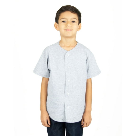 Shaka Wear Drop Ship Youth 7 oz., 100% US Cotton Baseball Jersey, Heather Grey - XXS