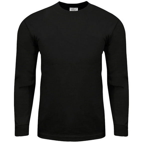 Shaka Wear Men's Max Heavyweight Cotton Long Sleeve Crew Neck T-Shirt - Black - Small