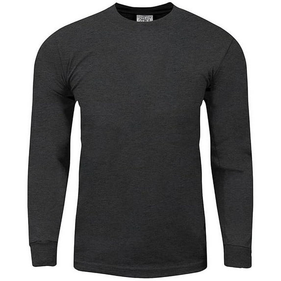 Shaka Wear Men's Max Heavyweight Cotton Long Sleeve Crew Neck T-Shirt - Charcoal Gray - Medium