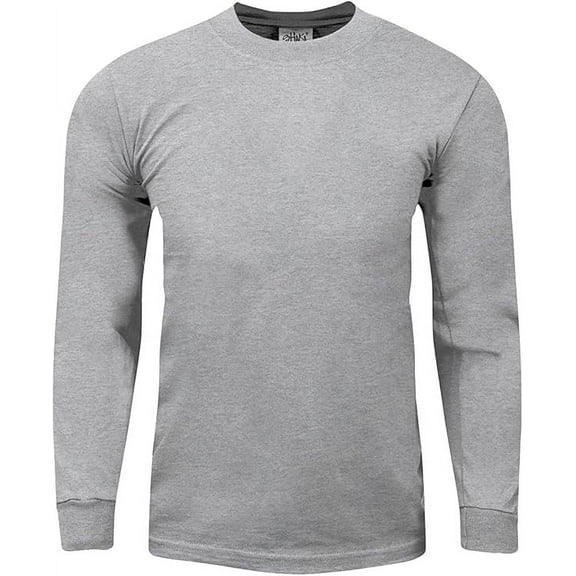 Shaka Wear Men's Max Heavyweight Cotton Long Sleeve Crew Neck T-Shirt - Heather Gray - Medium