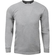Shaka Wear Mens Max Heavyweight Cotton Long Sleeve Crew Neck T-Shirt - Heather Gray - Small