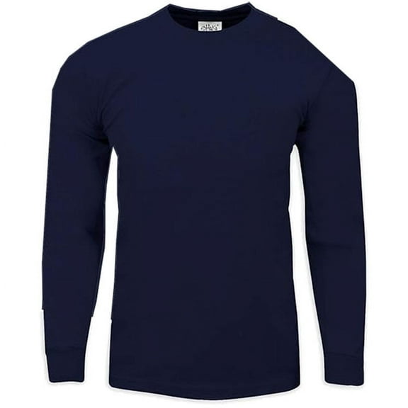 Shaka Wear Men's Max Heavyweight Cotton Long Sleeve Crew Neck T-Shirt - Navy Blue - XL Tall