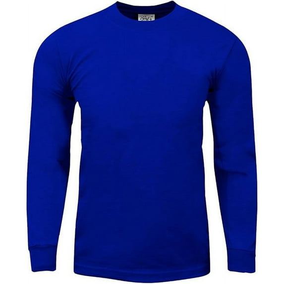 Shaka Wear Men's Max Heavyweight Cotton Long Sleeve Crew Neck T-Shirt - Royal Blue - XL Tall