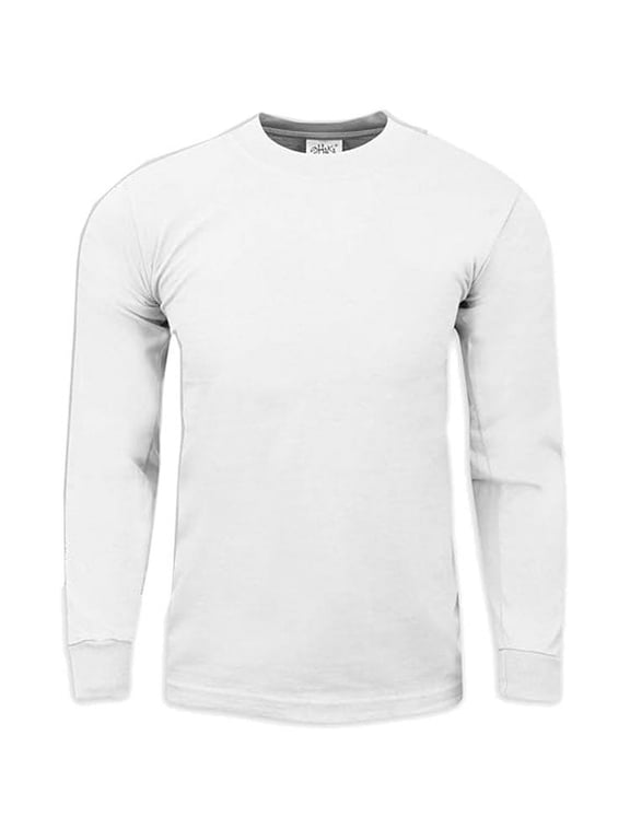 Men's Max Heavyweight Cotton Long Sleeve Crew Neck T-Shirt - White - Medium