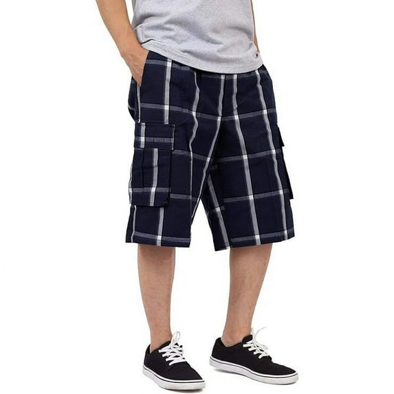 Shaka Wear Men's Relaxed Fit Plaid Cargo Shorts S~5XL