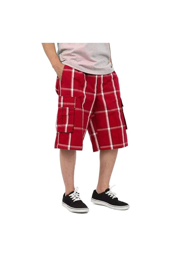 Men's Relaxed Fit Plaid Cargo Shorts S~5XL