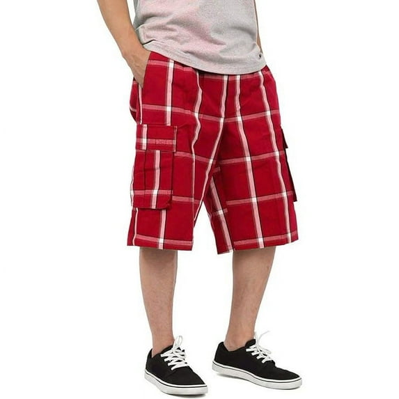 Shaka Wear Men's Relaxed Fit Plaid Cargo Shorts S~5XL