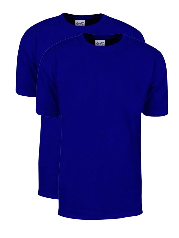 Men's T Shirt 2 Pack 7 oz Max Heavyweight Cotton Short Sleeve Crewneck Tee Top Tshirts Regular Big Size MHS13 Royal 3T 2pk