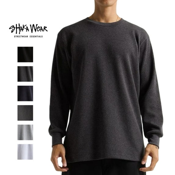 Shaka Wear Men's Thermal Long Sleeve Crewneck Waffle Shirt XS-5XL