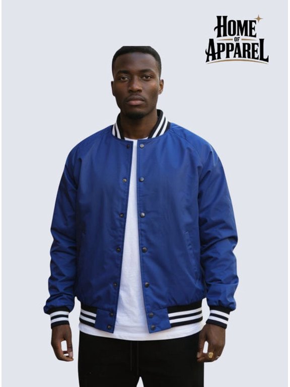Shaka Wear Men's Varsity Bomber Jacket Lightweight Water-Resistant Letterman Windbreaker
