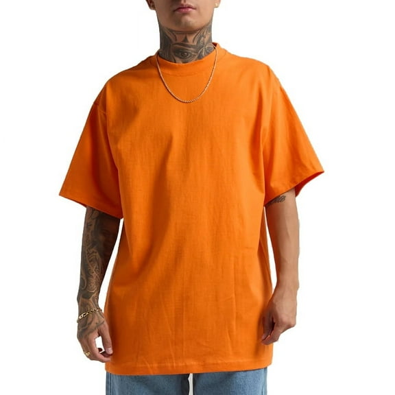 Shaka Wear Men's Max Heavyweight Short Sleeve Crew Neck T-Shirt - Orange - Small