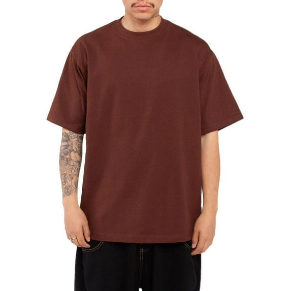 Shaka Wear Men's Max Heavyweight Short Sleeve Crew Neck T-Shirt - Brown - XXL
