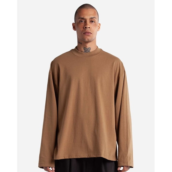 Shaka Wear SHMOL Unisex Max Heavyweight Oversized Long Sleeve T-Shirt-Latte-S