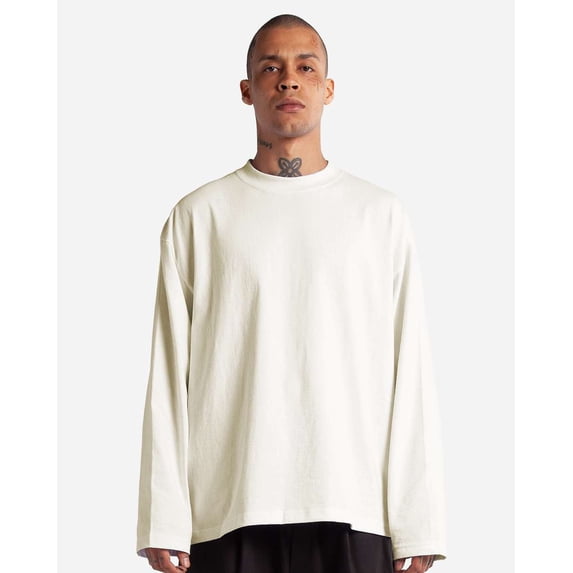 Shaka Wear SHMOL Unisex Max Heavyweight Oversized Long Sleeve T-Shirt-Off White-S