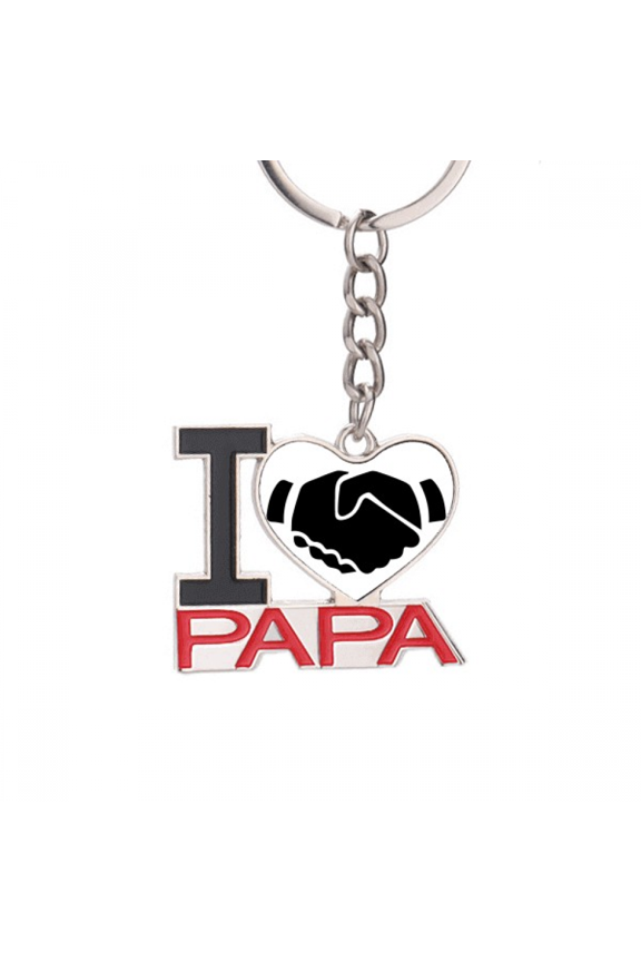 Shake Hands Gesture Outline Pattern Keychain Metal Keyring Holder Love PAPA Father