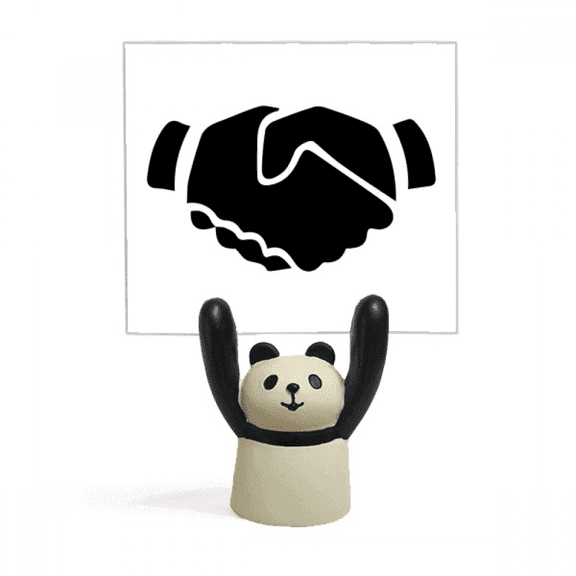 Shake Hands Gesture Outline Pattern Memo Holder Cartoon Animal Panda Stand Decoration