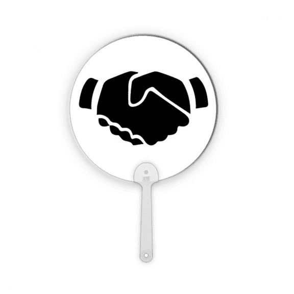 Shake Hands Gesture Outline Pattern Plastic Round Handheld Fan Decorations Craft