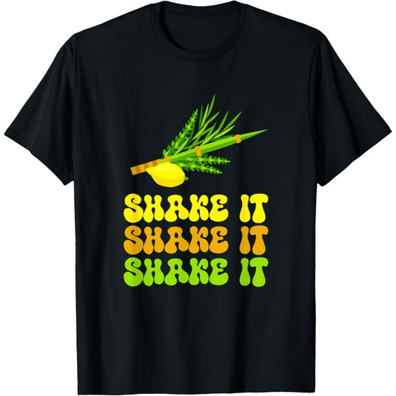 Shake It Lulav And Etrog Apple Honey Four Species Jewish T-ShirtMen and women, Black T-shirt, size: Extra large S-4XL