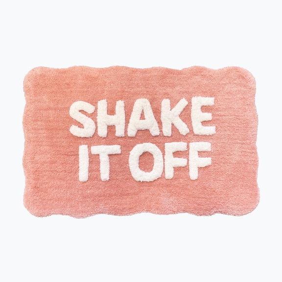 Shake It Off Slogan Scalloped Bath Mat