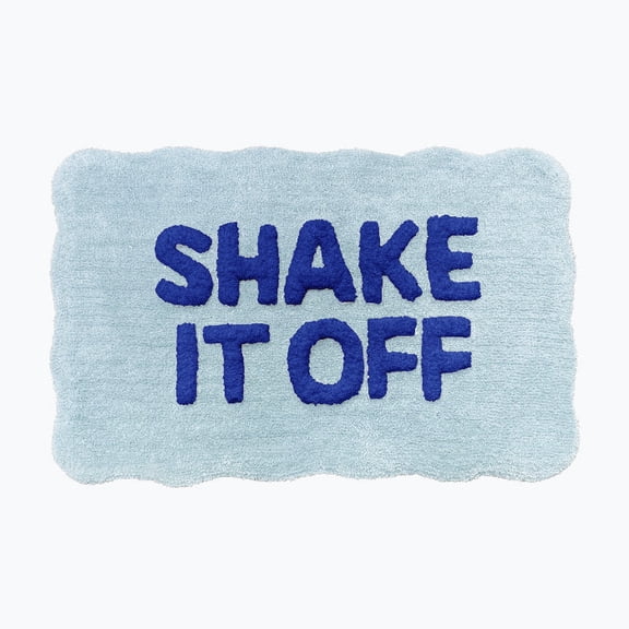 Shake It Off Slogan Scalloped Bath Mat