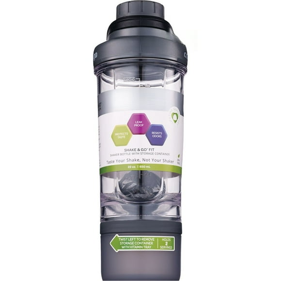 Shake 'N Go, Clear With Black, 22 OZ Bottle