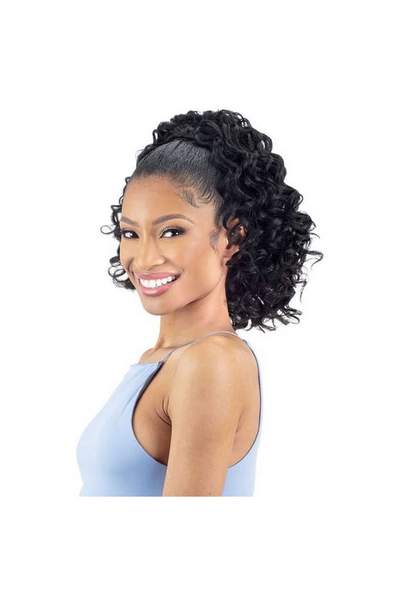 Natural Drawstring Ponytail - Natural Deep Curl (Color:1B OFF BLACK)