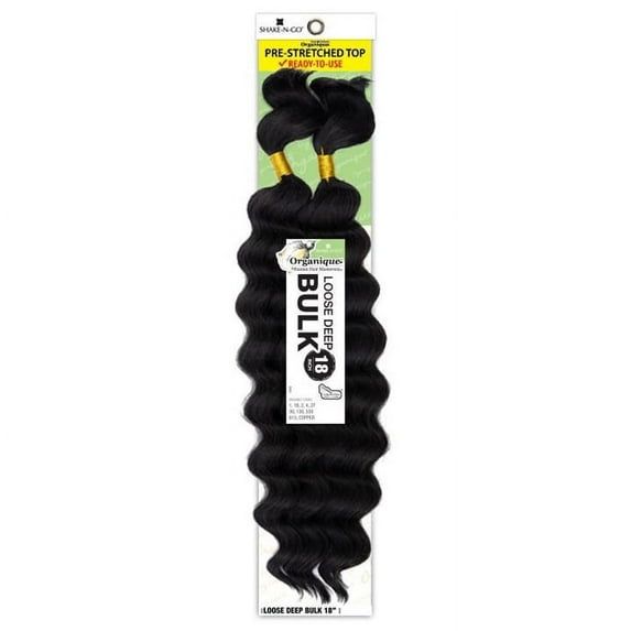 Shake-N-Go Organique Human Hair Mastermix Braids - Loose Deep Bulk 18" (Color:1B OFF BLACK)