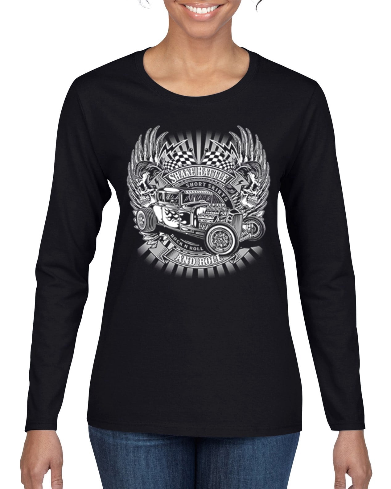 Shake Rattle And Roll Vintage Hot Rods Pop Culture Womens Graphic 