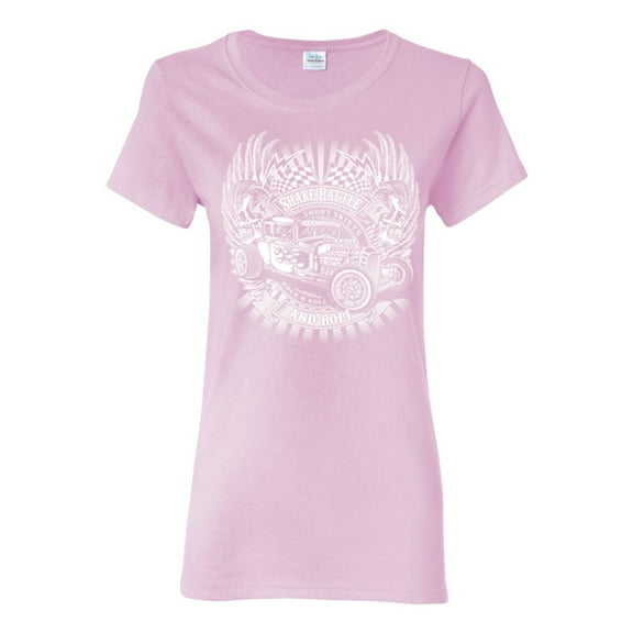 Shake Rattle And Roll Vintage Hot Rods Pop Culture Womens Graphic T-Shirt, Light Pink, 2XL