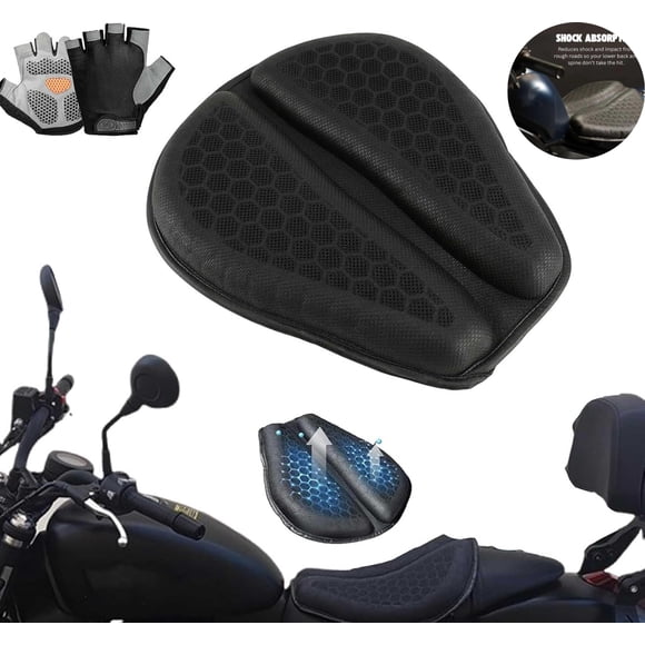 Shake Rider Cushion - Motorcycle Gel Seat Pad, Motorcycle Seat Cushion, 3D-Honeycomb, Shock Absorption Not Stuffy, Protecting Sensitive Areas, Stay Cool and Comfortable for Long Ride (1Pcs)
