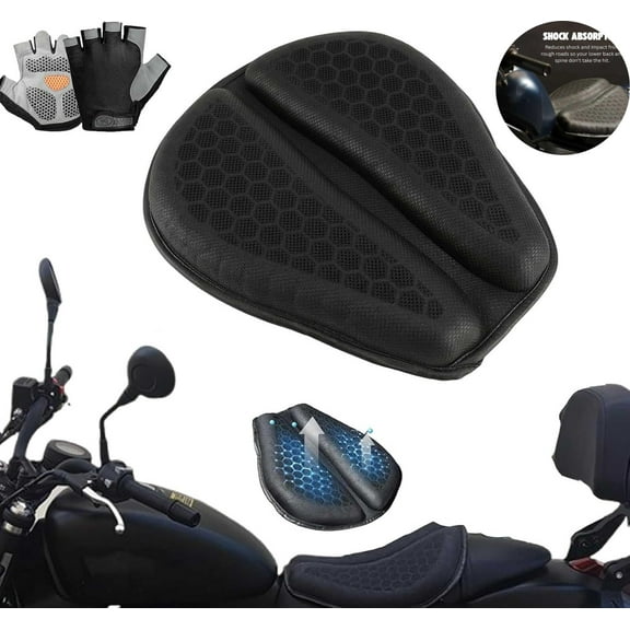 Shake Rider Cushion - Motorcycle Gel Seat Pad, Motorcycle Seat Cushion, 3D-Honeycomb, Shock Absorption Not Stuffy, Protecting Sensitive Areas, Stay Cool and Comfortable for Long Ride (1Pcs)