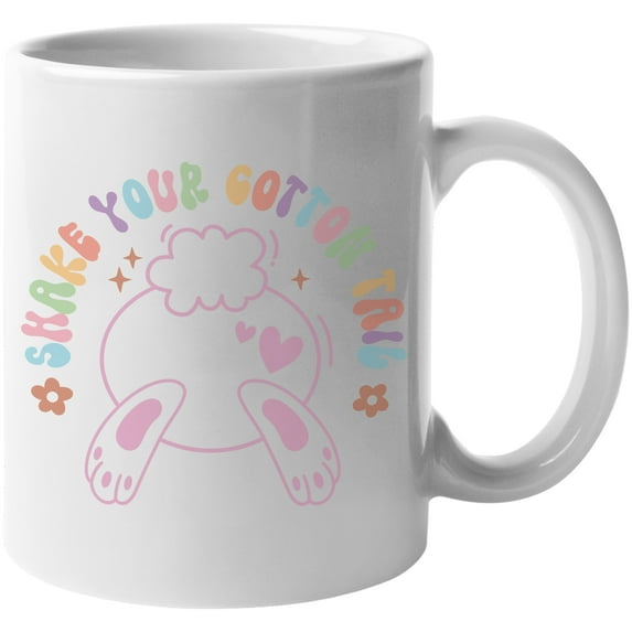 Shake Your Cotton Tail with a Bunny, Easter Art Favor, Souvenir or Merch Gift, White 11oz Ceramic Mug