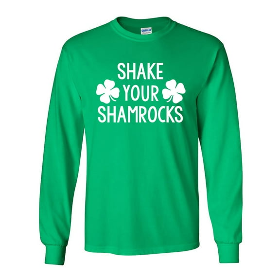 Shake Your Shamrocks Adult Long Sleeve T-shirt in Kelly Green