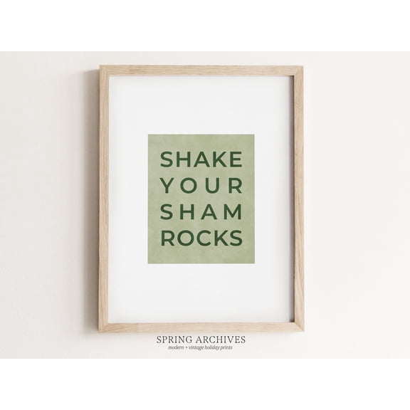 Shake Your Shamrocks Wall Art, Typography St Patrick'S Day, Light Green Home Decor, Lucky Clover Art Poster, Unframed Poster Size 24x36 F03.1.14l2268