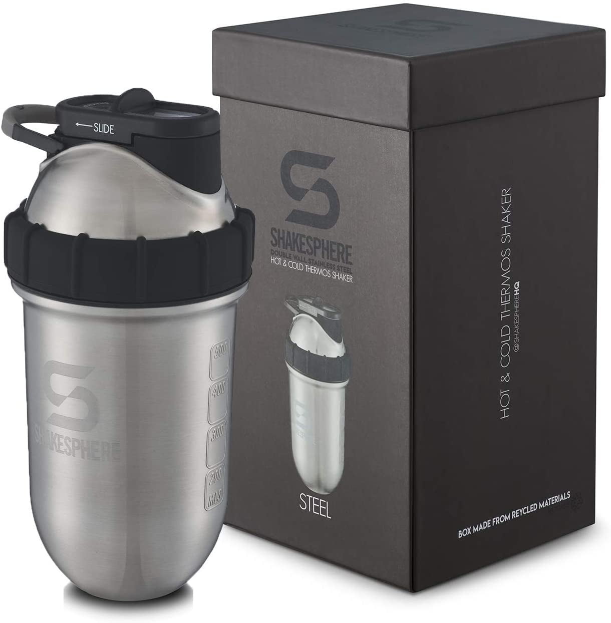 Shakesphere 24oz Steel Tumbler, Insulated Protein Shaker, Keeps
