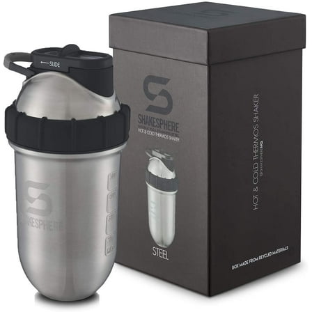 ShakeSphere Steel Tumbler 24 oz Mate Black Blender Bottle with Slide Cap