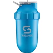 ShakeSphere Tumbler Protein Shaker Bottle, 24oz Cyan Blue with White logo