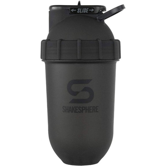 ShakeSphere Tumbler: Protein Shaker Bottle, 24oz Matte Black with Black logo