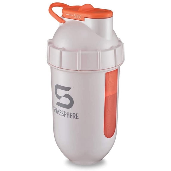 ShakeSphere Tumbler VIEW: Protein Shaker Bottle with Side Window, 24oz, Pearl White