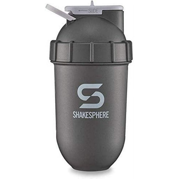 ShakeSphere Tumbler View Protein Shaker Bottle with Side Window, 24oz, Gun Metal