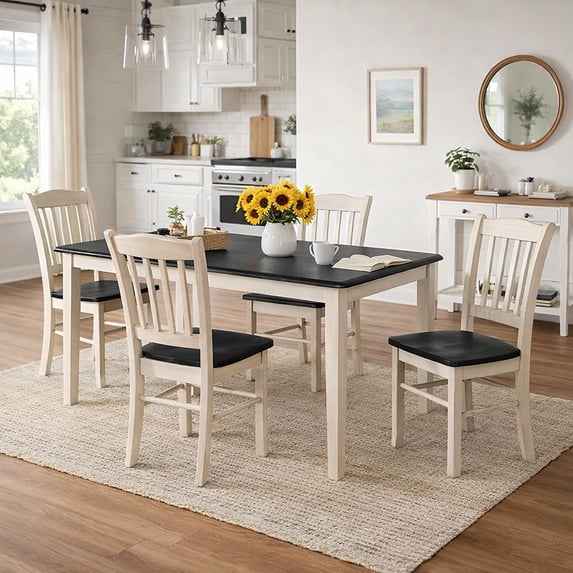 Shaker 5-Piece Dining Set - European Black Ash/Antique White
