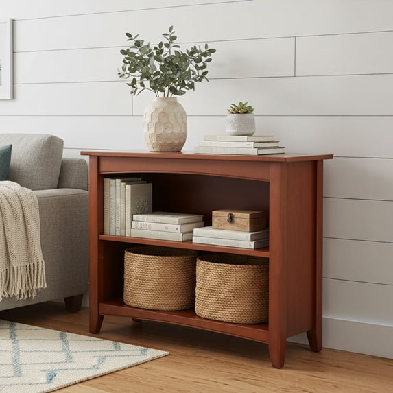 Alaterre Furniture Shaker Cottage 2-Shelf Storage Bookcase, Cherry