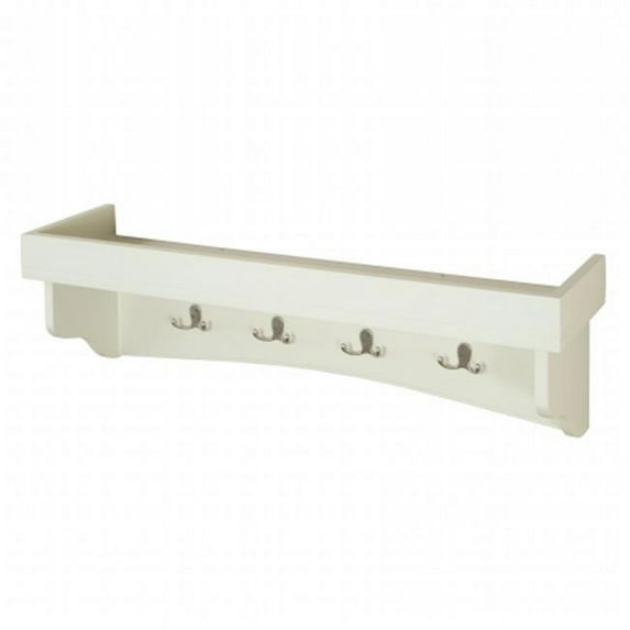 Shaker Cottage Coat Hooks With Tray, Ivory