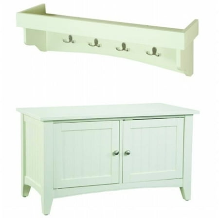 Shaker Cottage Storage Bench & Coat Hooks With Tray, Ivory