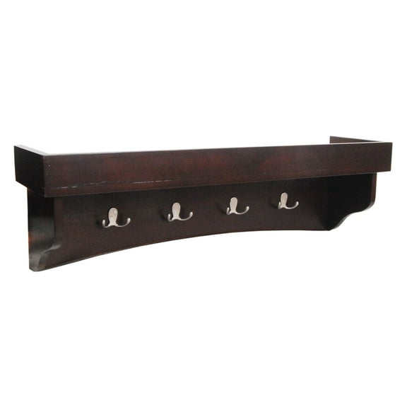 Shaker Cottage Tray Shelf with Cabinet Bench, Espresso